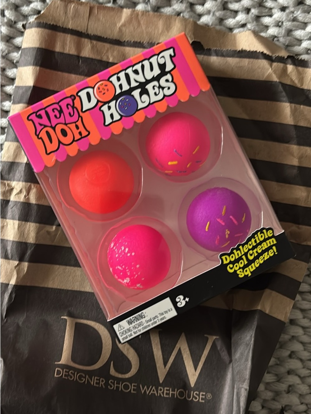 Donut Doh Holes Squishy Toy Set - Pink, Hot Pink, Purple, Orange